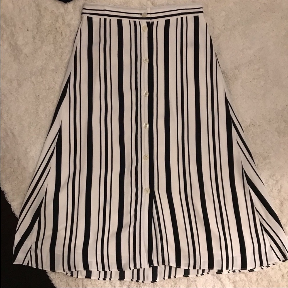 Loft Striped Midi Skirt